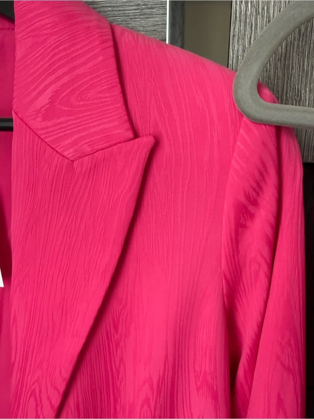Hot Pink Textured Women's Blazer and Trousers Set